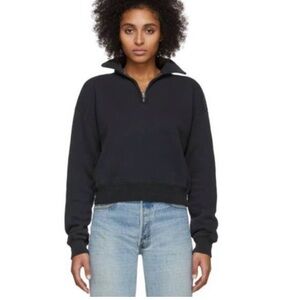 RE/DONE 70's Half Zip Sweatshirt in Washed Black Size small